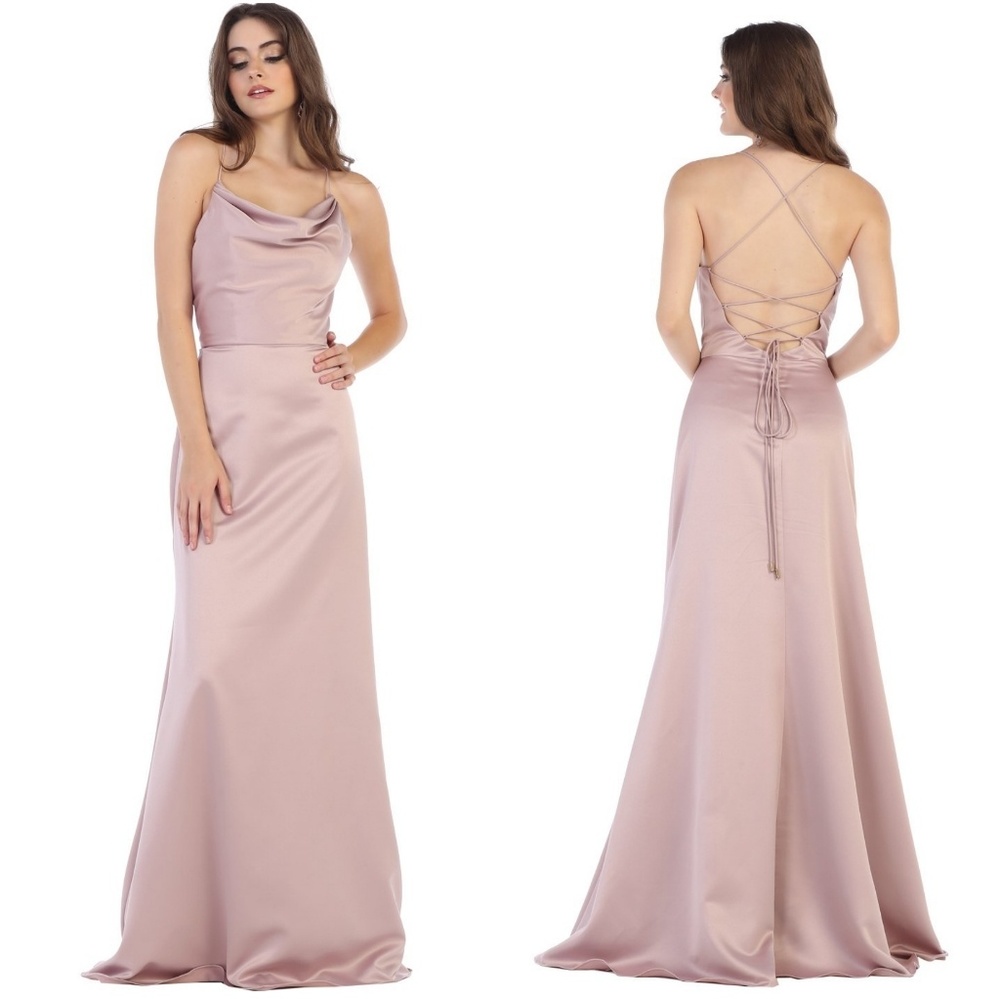 Gorgeous Champagne Matte Satin Formal Dress - Picture 2 of 7